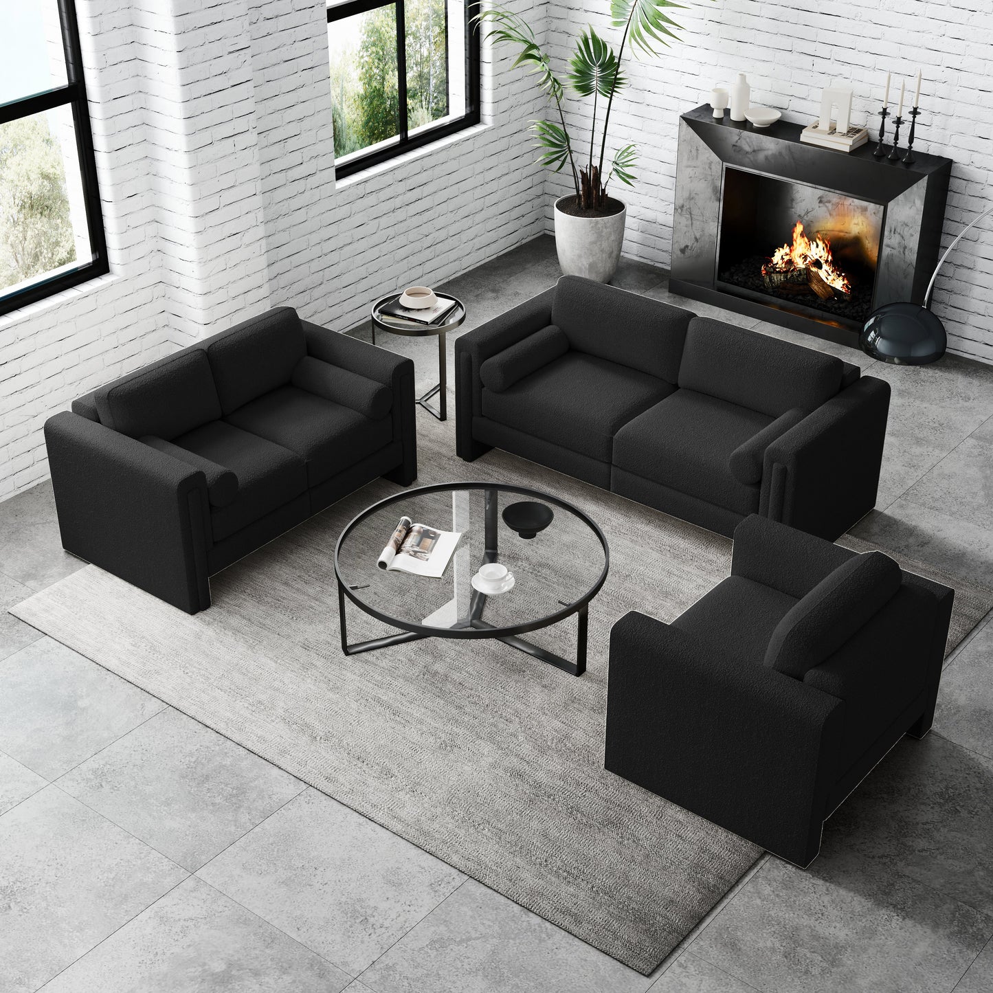 77" Three-seater Fabric Sofa for Living Room