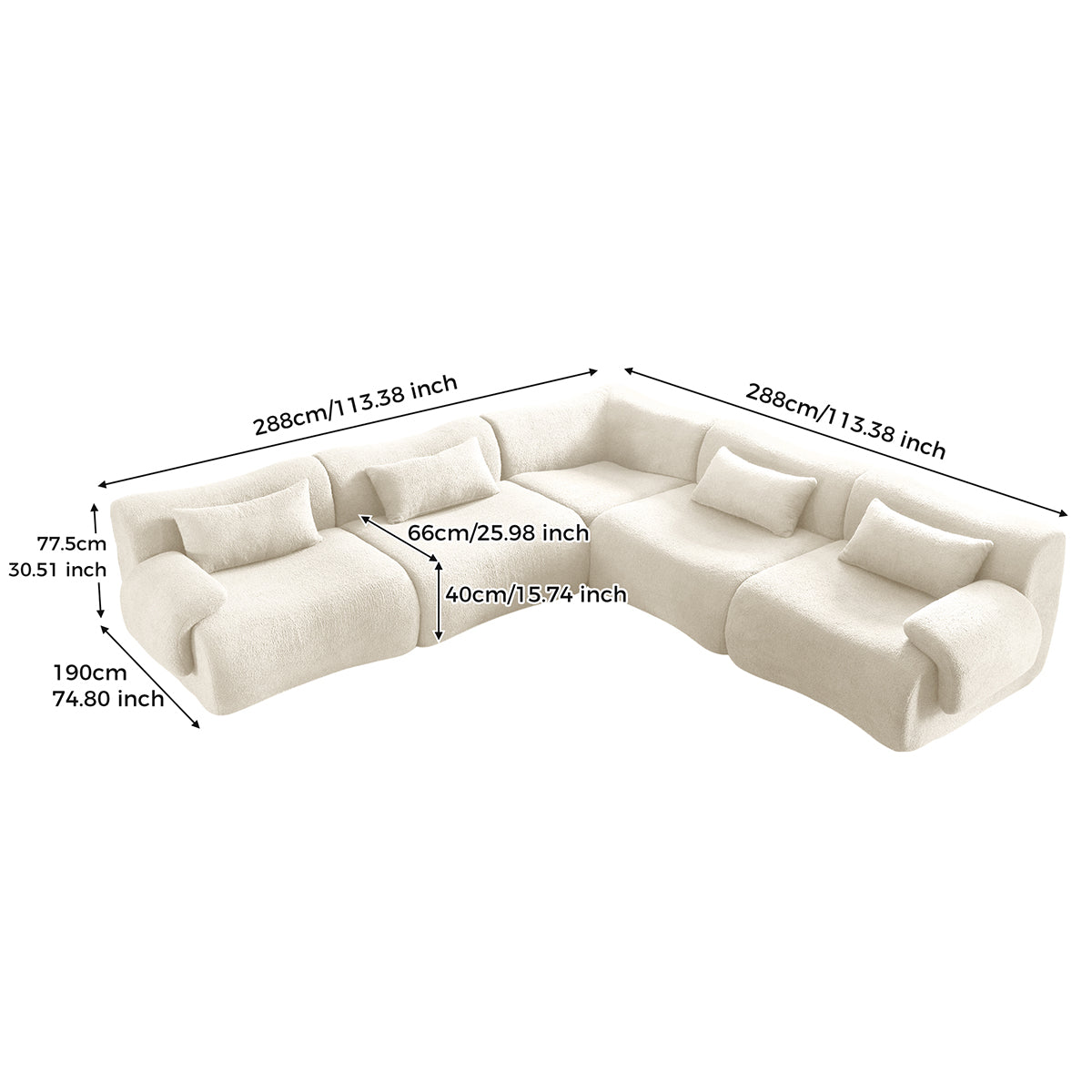 Modern Teddy Velvet Upholstered Sectional Sofa Modular Sofa