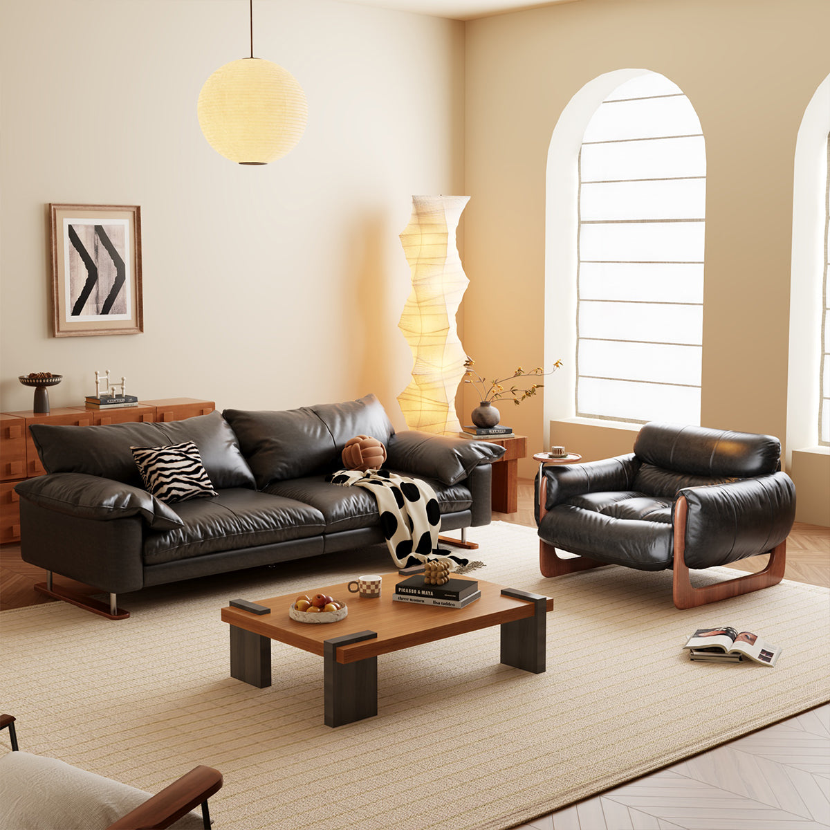 Single Leather Leisure Sofa with Black & Brown Options