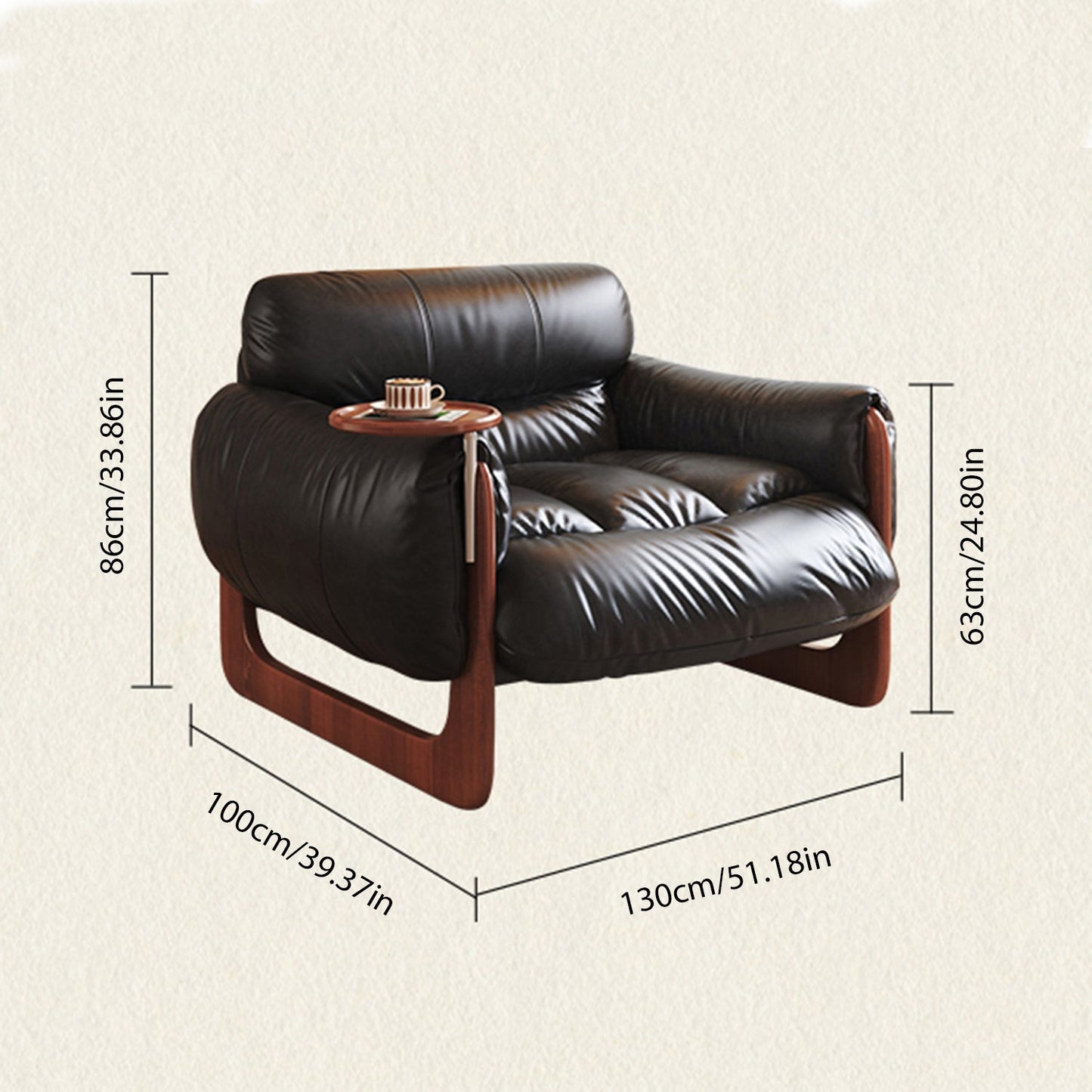 Single Leather Leisure Sofa with Black & Brown Options