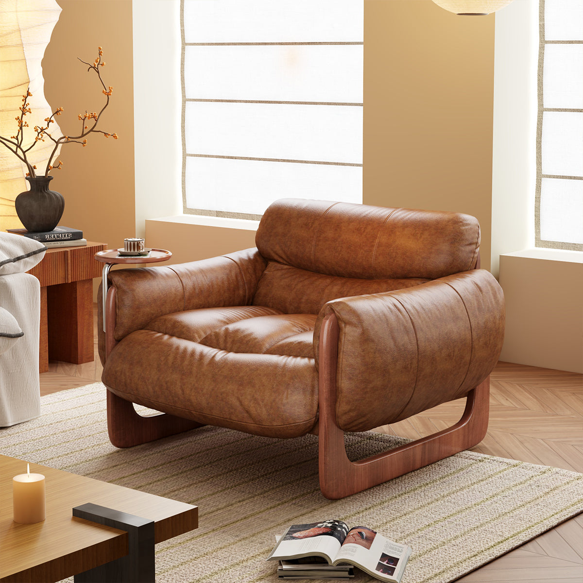Single Leather Leisure Sofa with Black & Brown Options