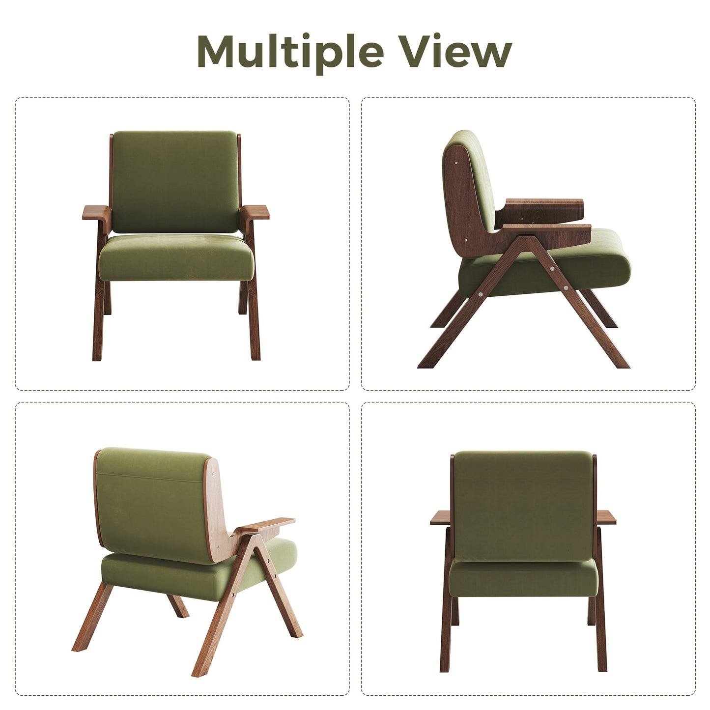 Upholstered Velvet Leisure Chair with Armrest