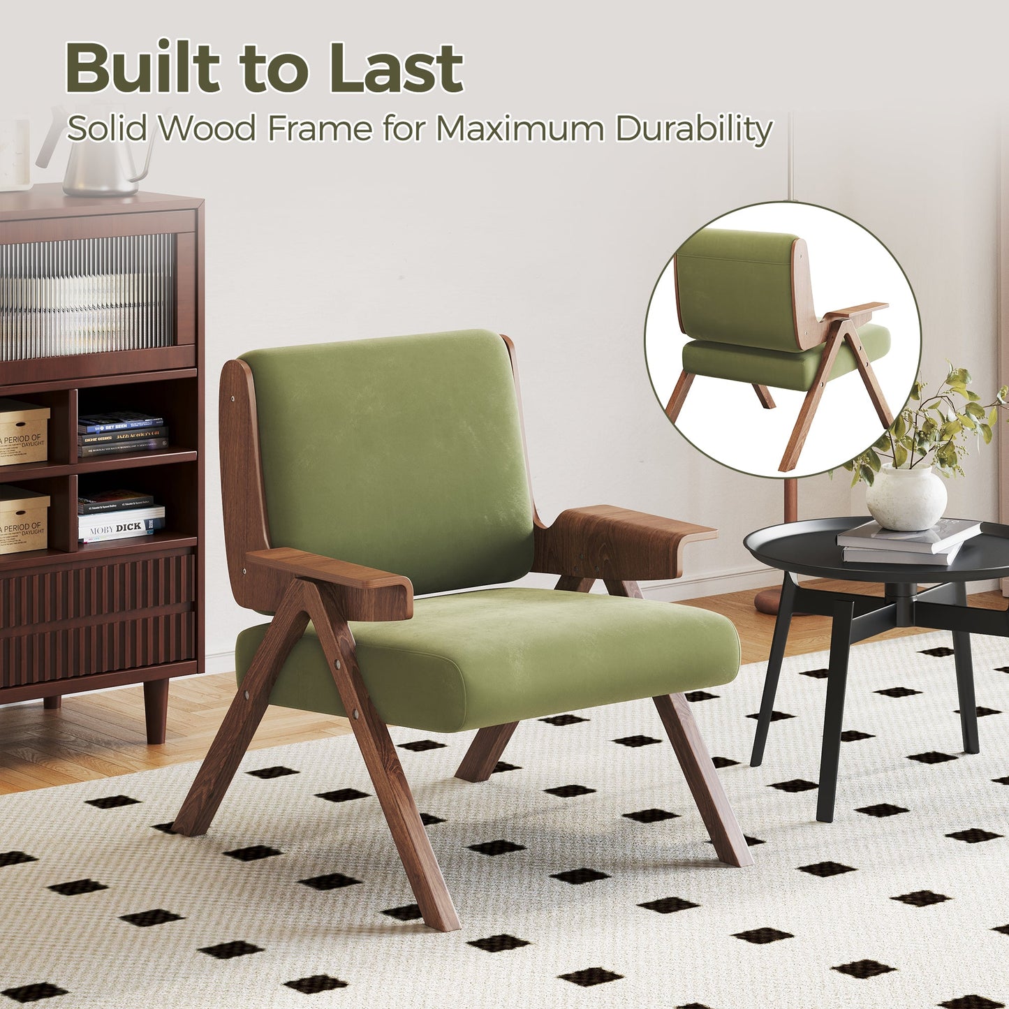 Upholstered Velvet Leisure Chair with Armrest