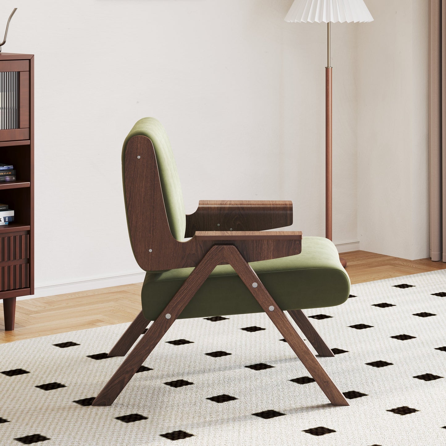 Upholstered Velvet Leisure Chair with Armrest