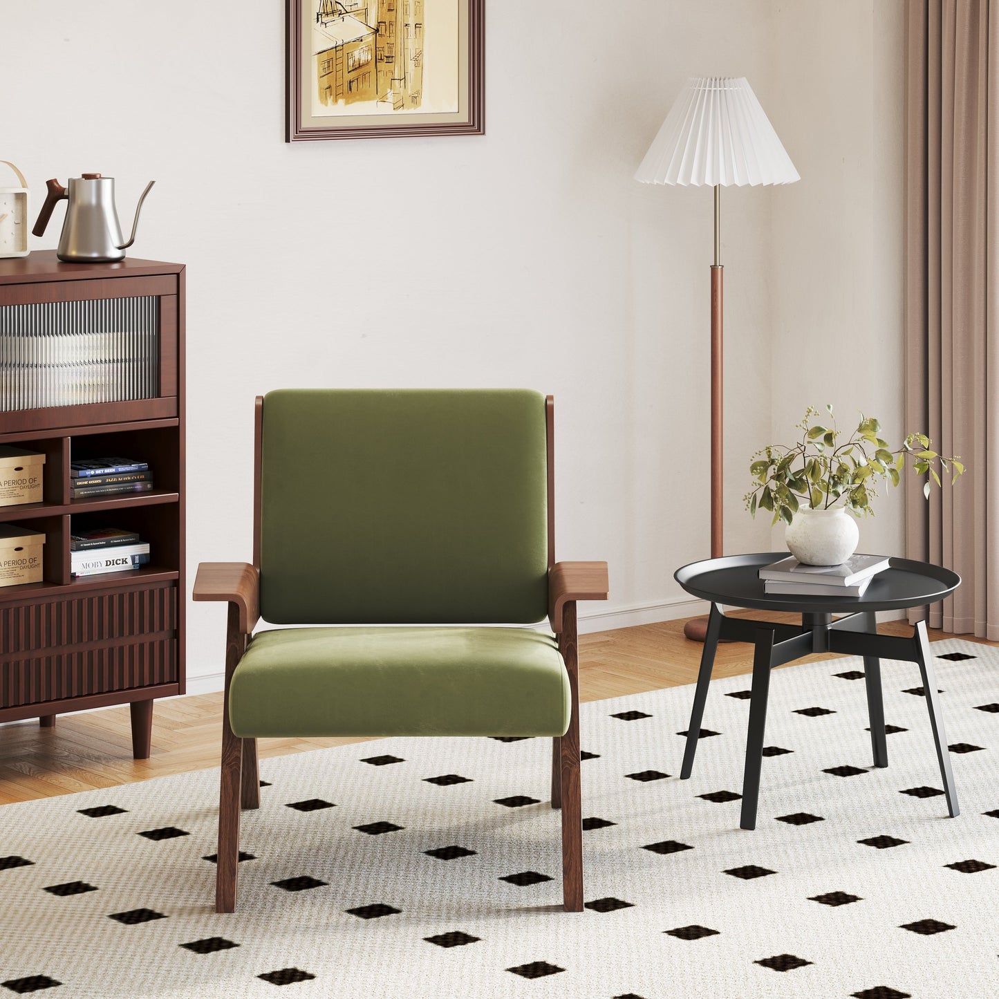 Modern Accent Sofa Armchair White With Black Stripes
