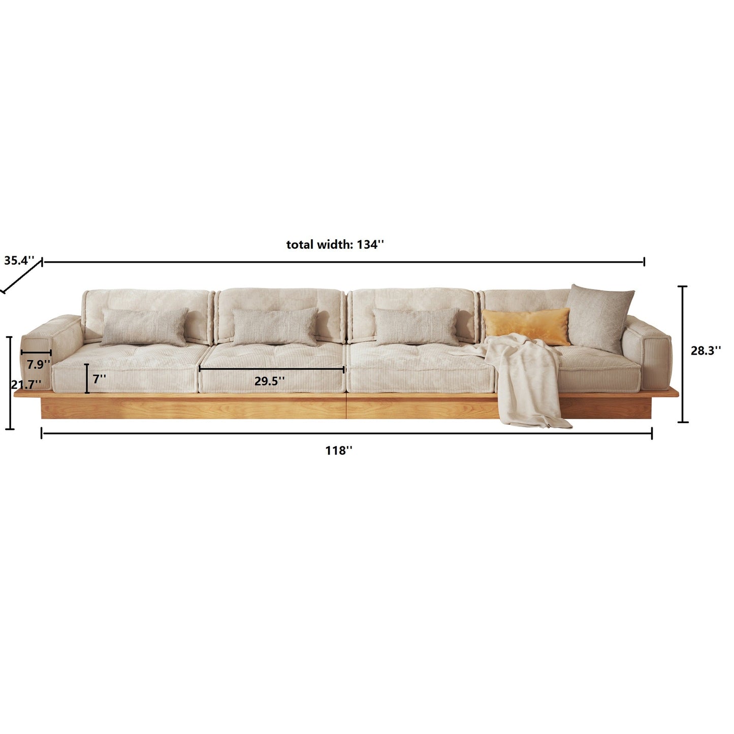 Velvet Sofa Combinable Multi-seater Bottom Drawer Design