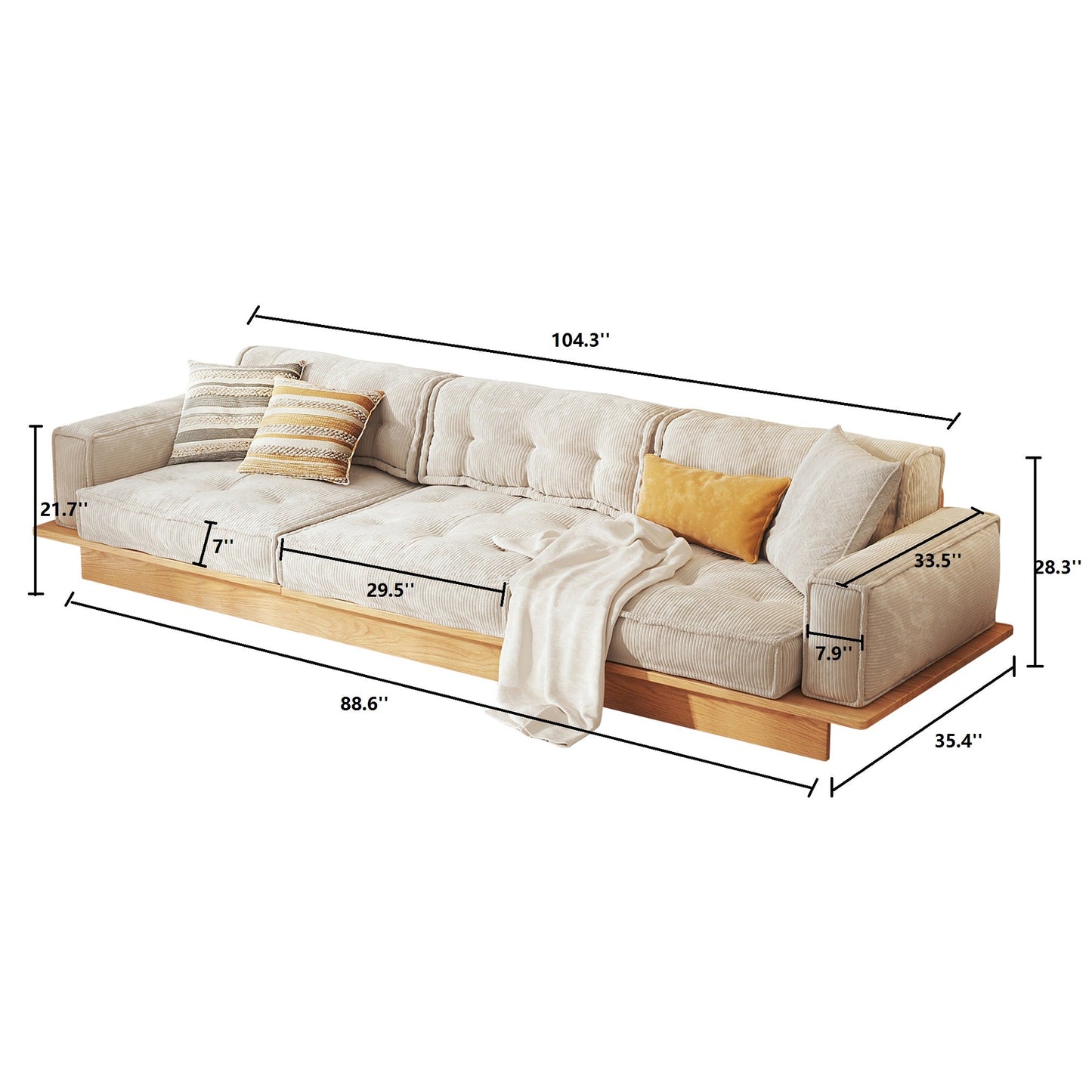 Velvet Sofa Combinable Multi-seater Bottom Drawer Design