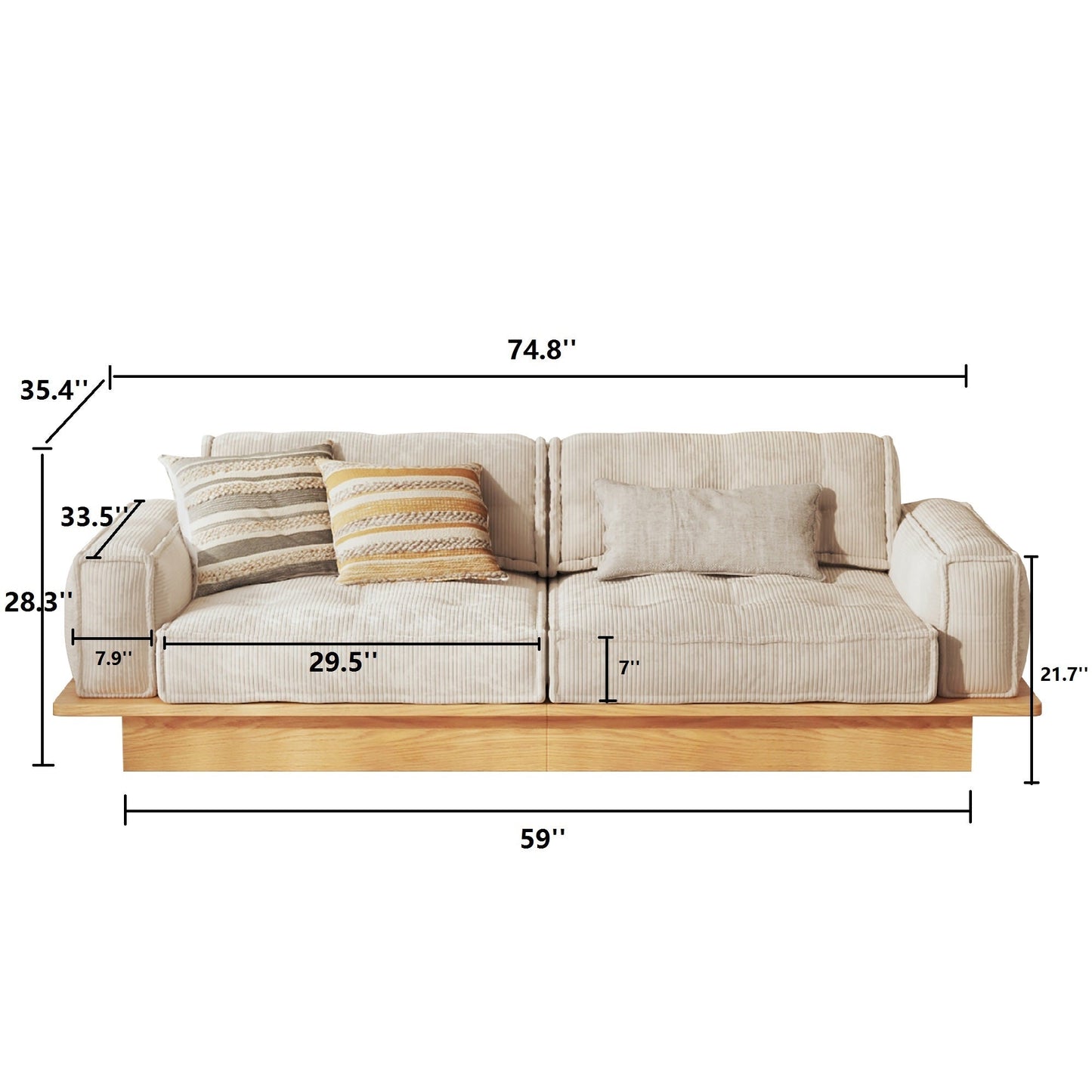 Velvet Sofa Combinable Multi-seater Bottom Drawer Design