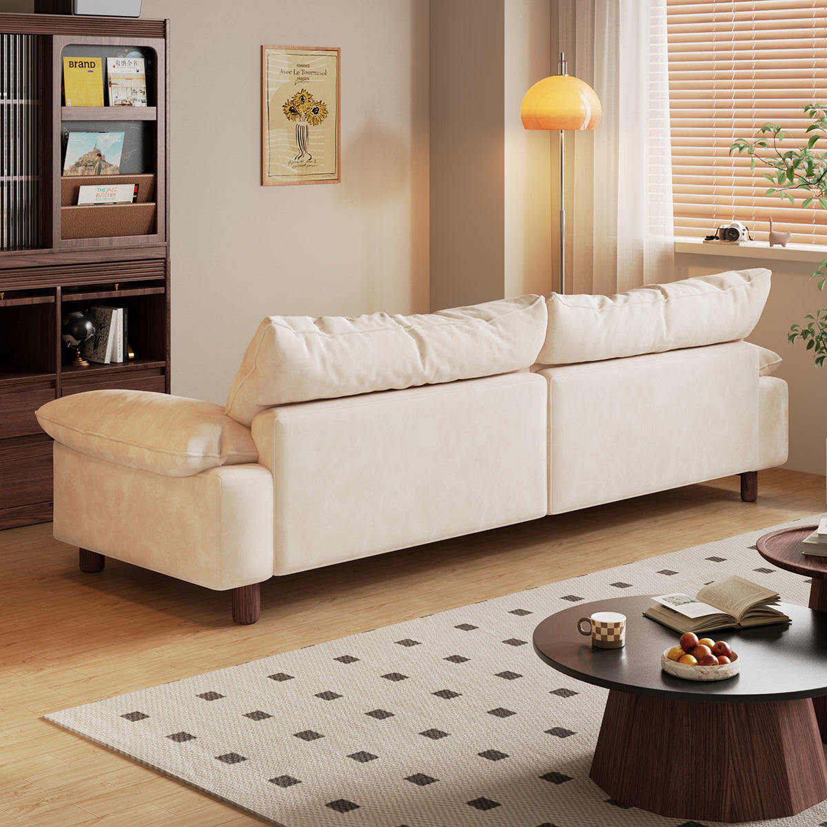 Wooden Three-Seater Sofa with Armrests – Oversized Comfort and Style