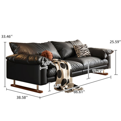 86.61" Faux Leather Sofa Vintage Style for Living Room
