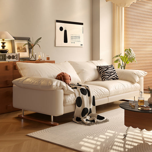 86.61" Faux Leather Sofa Vintage Style for Living Room
