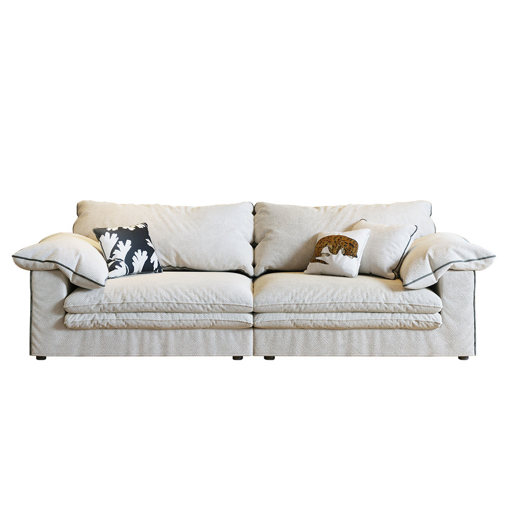 Beige Cotton Linen Removable Washable Fabric Sofa