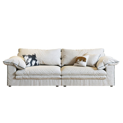 Beige Cotton Linen Removable Washable Fabric Sofa