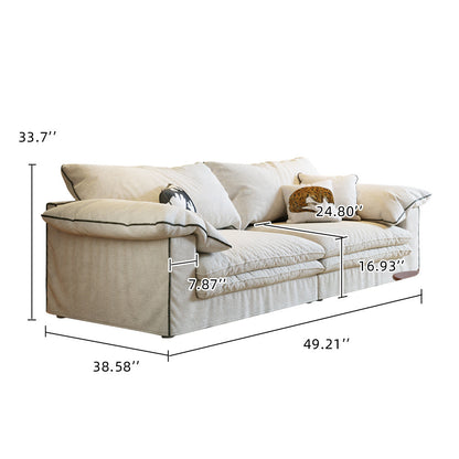 Beige Cotton Linen Removable Washable Fabric Sofa