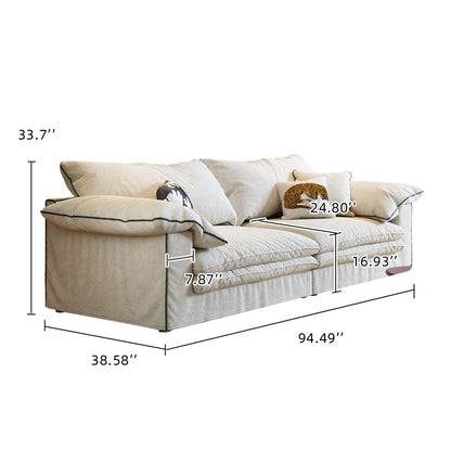 Beige Cotton Linen Removable Washable Fabric Sofa