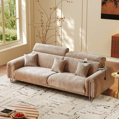 Contemporary Chenille Lounge Sofa with Removable Couch Cover