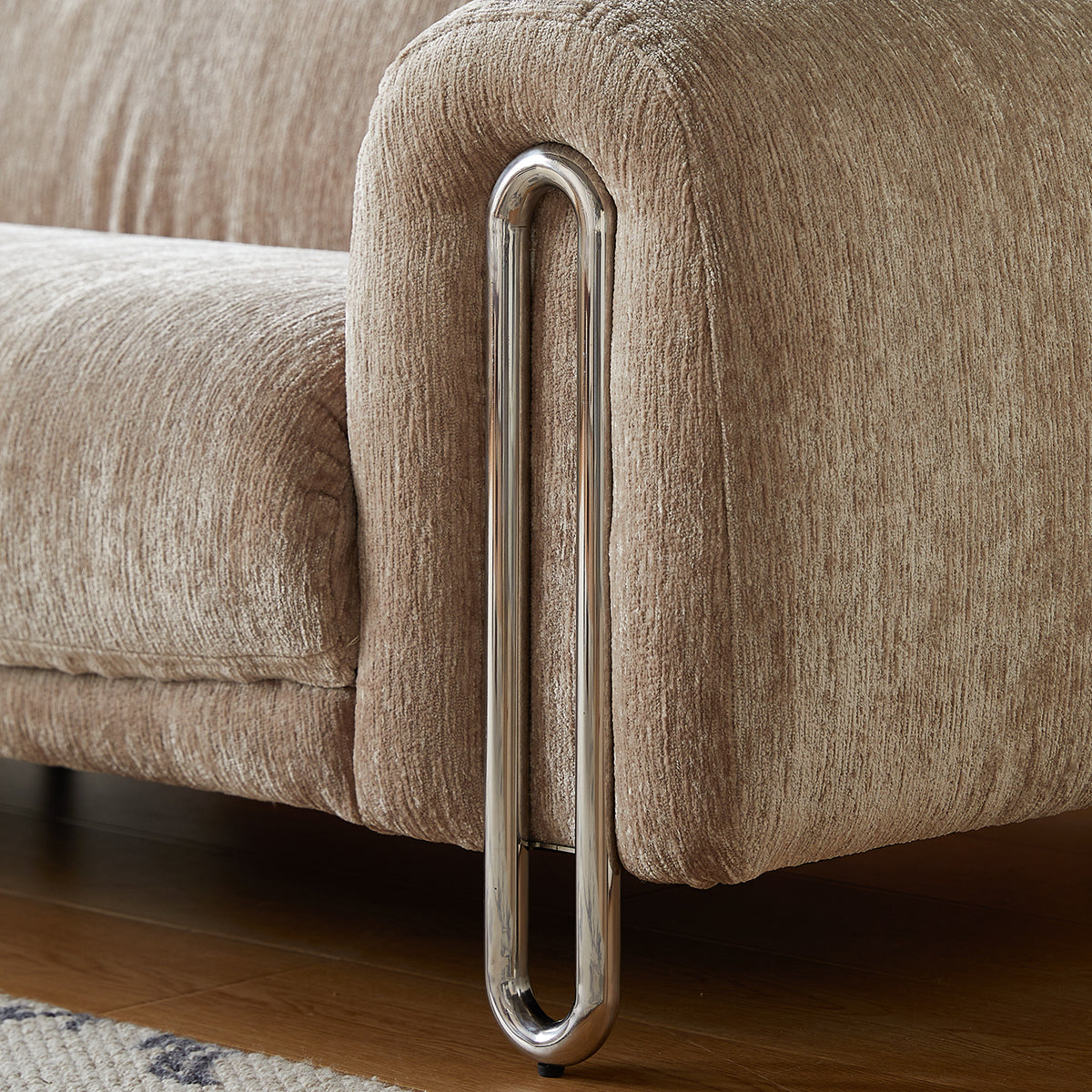 Contemporary Chenille Lounge Sofa with Removable Couch Cover
