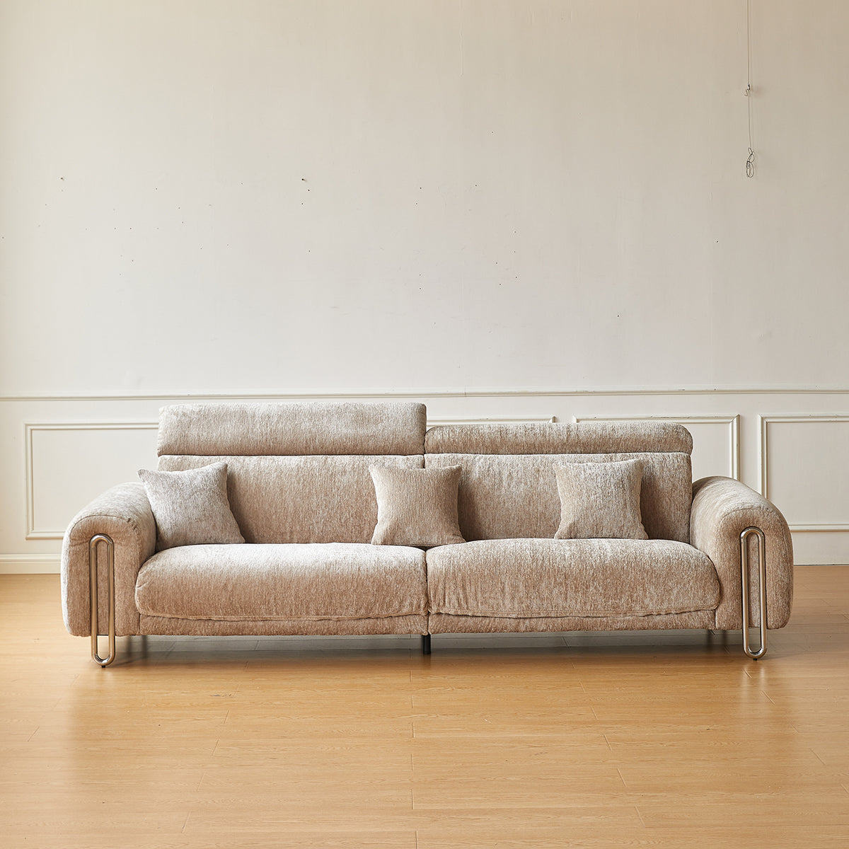 Contemporary Chenille Lounge Sofa with Removable Couch Cover