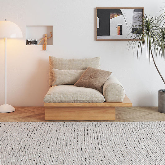 Cotton Linen Beige Sofa With Wood Frame & Storage Underneath