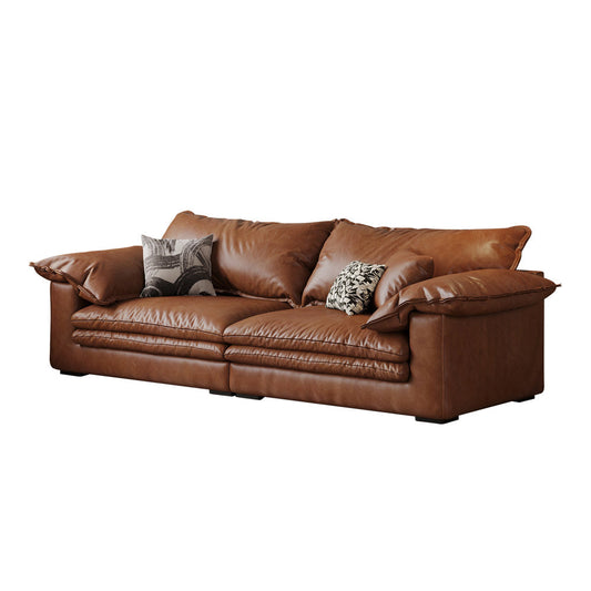Faux Leather Sofa Brown Vintage Living Room Sofa