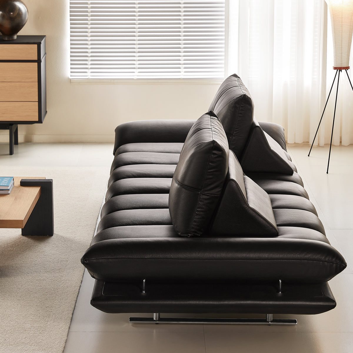 Living Room Double Sided Sofa with Leather Upholstery