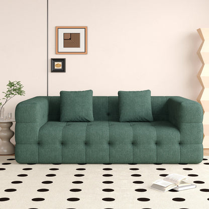 Modern Green Love Seat Sofa with Chenille Velve Fabric
