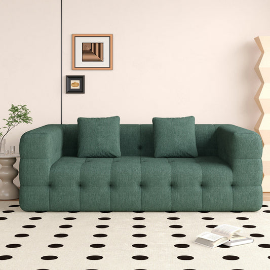 Modern Green Love Seat Sofa with Chenille Velve Fabric