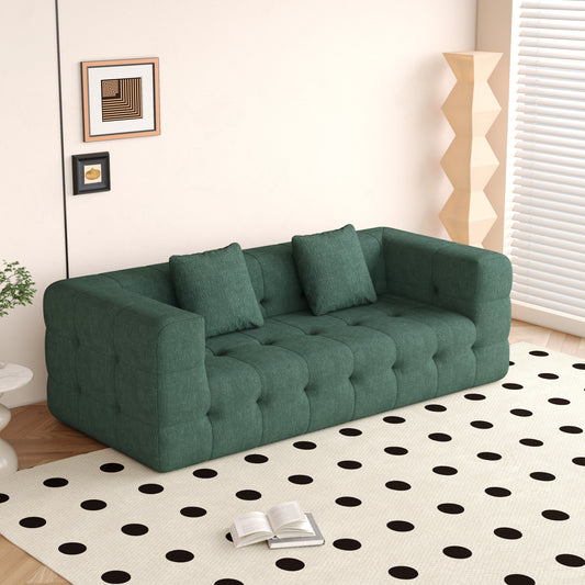 Modern Green Love Seat Sofa with Chenille Velve Fabric