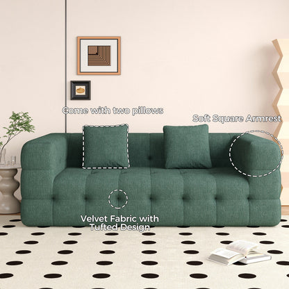 Modern Green Love Seat Sofa with Chenille Velve Fabric