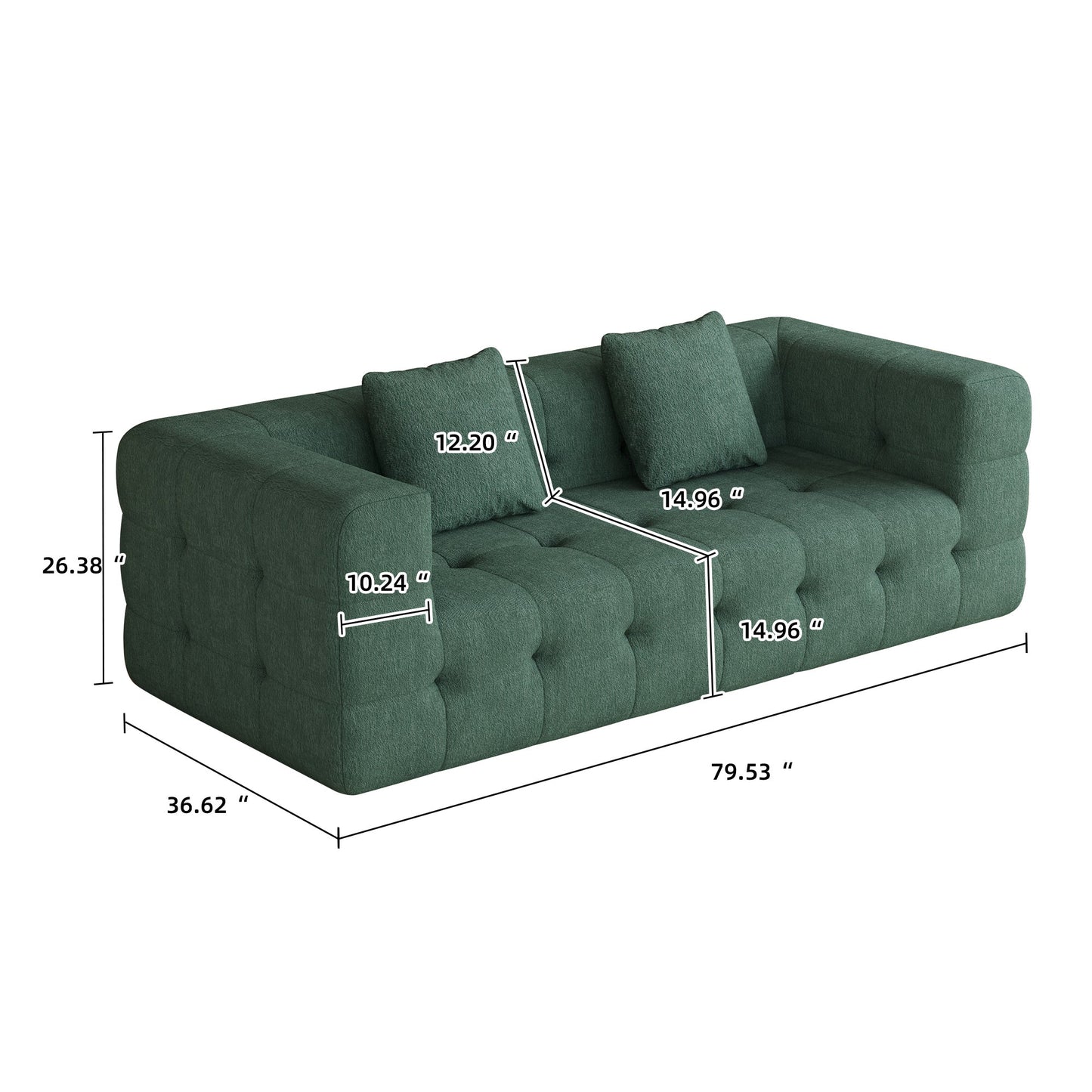 Modern Green Love Seat Sofa with Chenille Velve Fabric