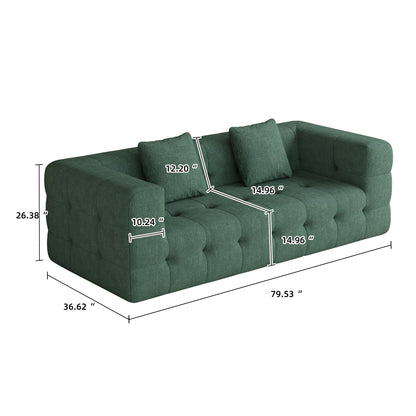 Modern Green Love Seat Sofa with Chenille Velve Fabric