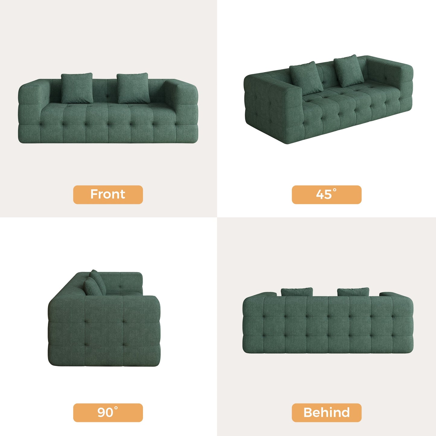 Modern Green Love Seat Sofa with Chenille Velve Fabric