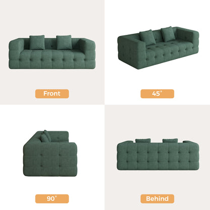 Modern Green Love Seat Sofa with Chenille Velve Fabric