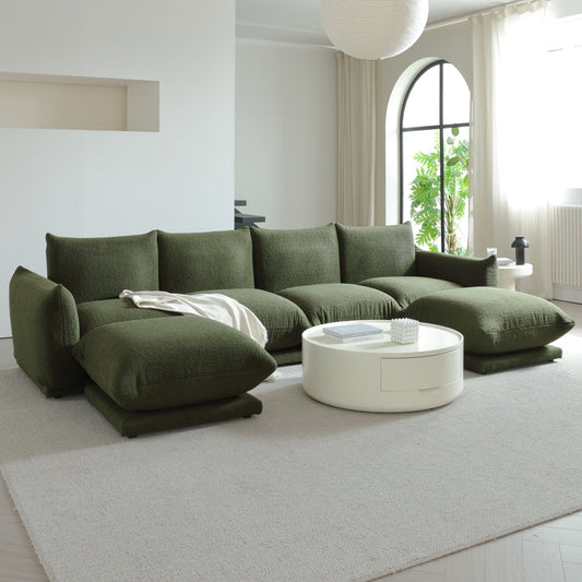 Modern Modular Cloud Sectional Couch Lambswool Fabric Chaise Oversized Sofa