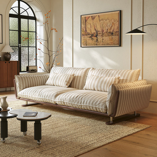 Multicolor Striped Comfy Vintage Couch – Big Upholstered Sofa for Living Room
