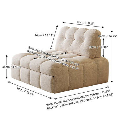 Teddy Fleece Lounge Sofa Bed – Cream White Pull-Out Sleeper for Small Spaces