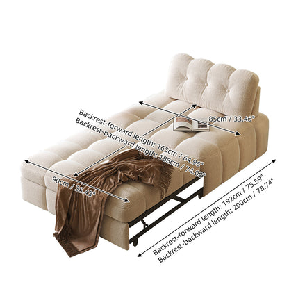 Teddy Fleece Lounge Sofa Bed – Cream White Pull-Out Sleeper for Small Spaces