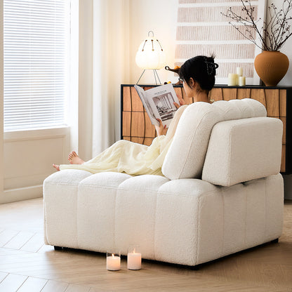 Teddy Fleece Lounge Sofa Bed – Cream White Pull-Out Sleeper for Small Spaces