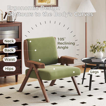 Upholstered Velvet Leisure Chair with Armrest