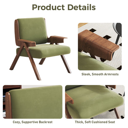 Upholstered Velvet Leisure Chair with Armrest