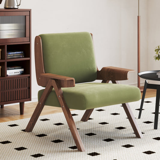 Upholstered Velvet Leisure Chair with Armrest