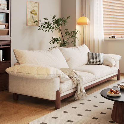 Wooden Three-Seater Sofa with Armrests – Oversized Comfort and Style